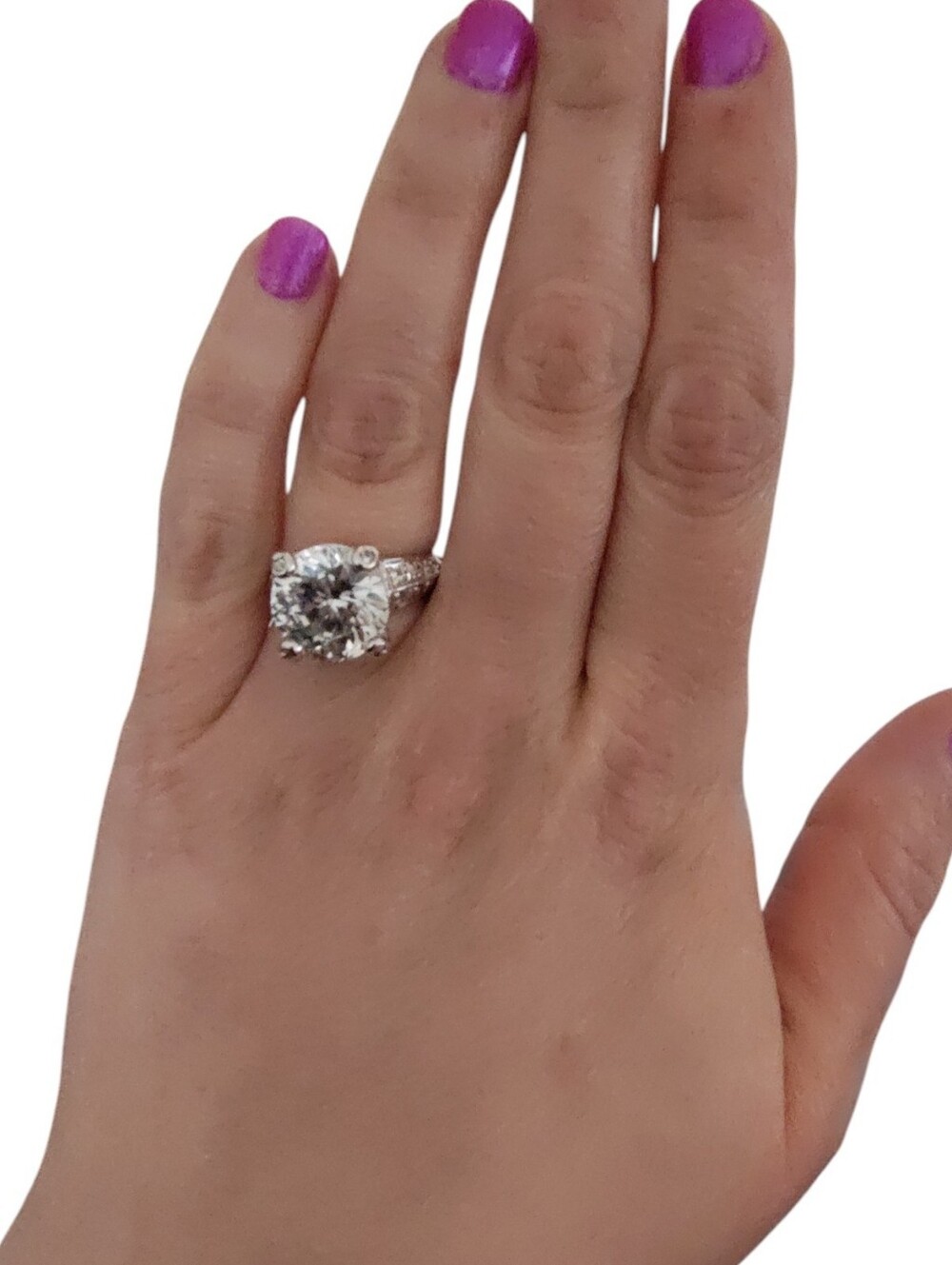 925 Sterling Silver Large Clear Stone Ring Size 6 Thailand